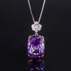 ZIRAVE Jewelry Two-Tone Gold Cushion-Cut Gemstone Pendant Necklace (Multi-Color Options)
