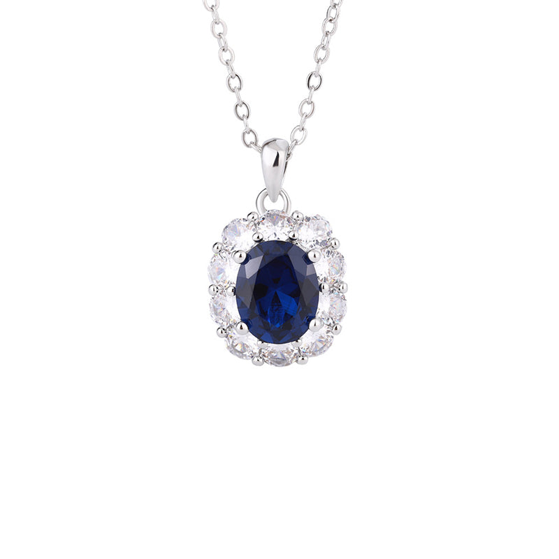 ZIRAVE jewelry copper bottom gold plating simulation blue spinel retro Nicklace
