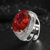 ZIRAVE Jewelry Oval Colorful Gemstone Multi-Layer Pave Adjustable Ring