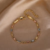 ZIRAVEJewelry Tri-Color Copper Gold Plated Slim Paperclip Chain Adjustable Bracelst