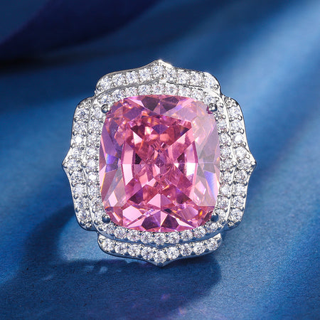 ZIRAVE Jewelry Vintage Simulated Pink Diamond Cushion  Ring