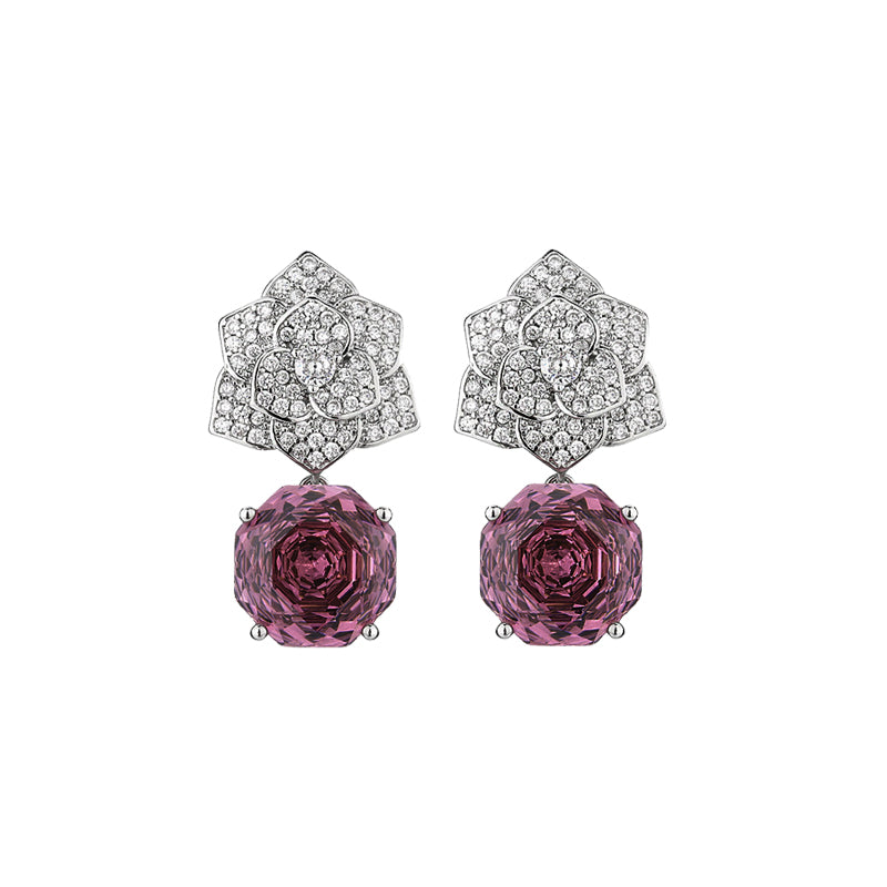 ZIRAVE Jewelry Camellia Pink Diamond Earrings