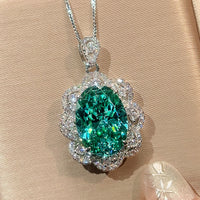 ZIRAVE JewelryVintage Simulated Paraiba Floral Halo Nicklace