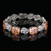 ZIRAVE Jewelry Cushion-Cut Gemstone Alternating Tennis Bracelet (Multi-Color Options)