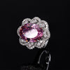 ZIRAVE Jewelry Oval Faux Pink Diamond Double Halo 3-Piece Jewelry Set (Necklace, Ring & Earrings)