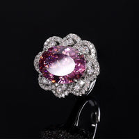 ZIRAVE Jewelry Oval Faux Pink Diamond Double Halo  Ring