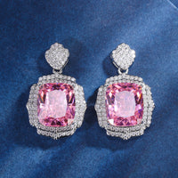 ZIRAVE Jewelry Vintage Simulated Pink Diamond Cushion Earrings