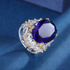 ZIRAVE Jewelry Simulation Blue Glass Diamond Ring