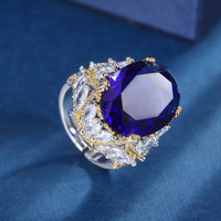 ZIRAVE Jewelry Simulation Blue Glass Diamond Ring