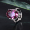 ZIRAVE JewelryOval Faux Pink Diamond Double Halo 2-Piece Jewelry Set (Necklace & Ring)