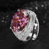 ZIRAVE Jewelry Oval Colorful Gemstone Multi-Layer Pave Adjustable Ring
