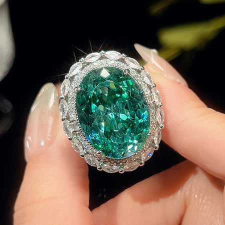 ZIRAVE Jewelry Vintage Oval Emerald Halo Ring
