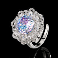 ZIRAVE JewelryGradient Gemstone Sunflower Halo Ring