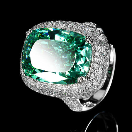 ZIRAVE Jewelry Copper-Based Gold-Plated Imitation Paraiba Green Minimalist Ring