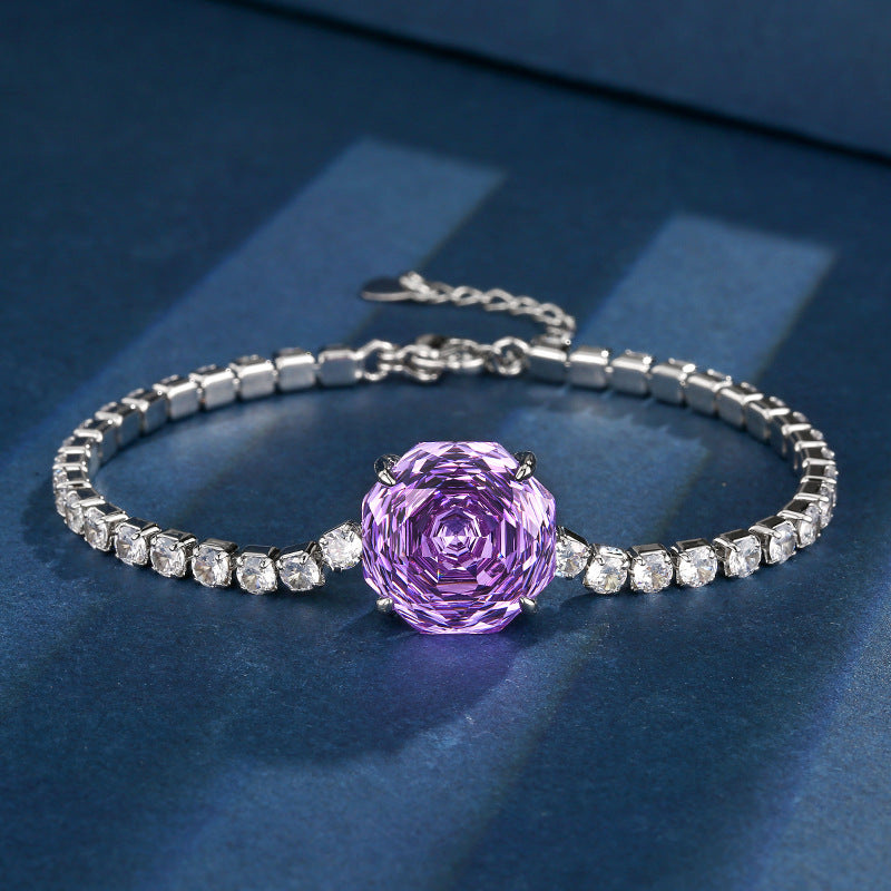 ZIRAVE Jewelry Rose Cut 14mm Big Gemstone Tennis Bracelet