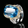 ZIRAVE Jewelry  Two-Tone Gold Vintage Cushion-Cut Gemstone Ring (Multi-Color Options)