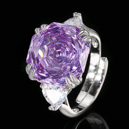 ZIRAVE Jewelry Rose-Cut Faux Purple Diamond Ring
