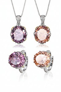ZIRAVE Jewelry Imitation Dried Rose Padparadscha Light Luxury Oval Jewelry Set