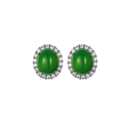 ZIRAVE Jewelry Vintage Gemstone Halo Chalcedony Earrings