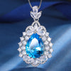 ZIRAVE Jewelry Teardrop Faux Gem Halo Necklace