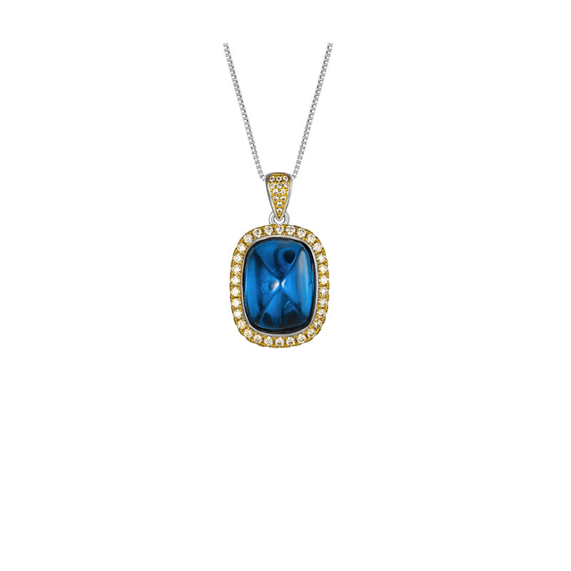 ZIRAVE Jewelry Imitation Blue Spinel Sugarloaf Vintage Necklace