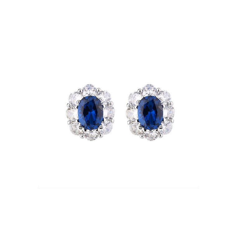 ZIRAVE jewelry copper bottom gold plating simulation blue spinel retro Earrings