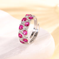 ZIRAVE Jewelry copper bottom gold plating simulation sapphire red corundum ring retro style