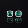 ZIRAVE Jewelry Women's Vintage Imitation Emerald Minimalist Stud Earrings