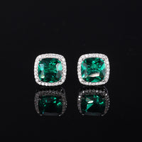 ZIRAVE Jewelry Women's Vintage Imitation Emerald Minimalist Stud Earrings