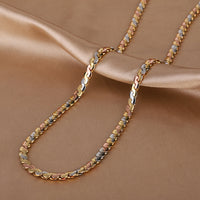 ZIRAVE Jewelry Tri-Color Copper Gold Plated Curb Chain Adjustable Nicklace