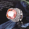 ZIRAVE Jewelry  Cushion-Cut Gemstone Double Halo Full Pave Adjustable Ring (Multi-Color Options)