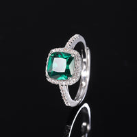ZIRAVE Jewelry Women's Vintage Imitation Emerald Minimalist Ring