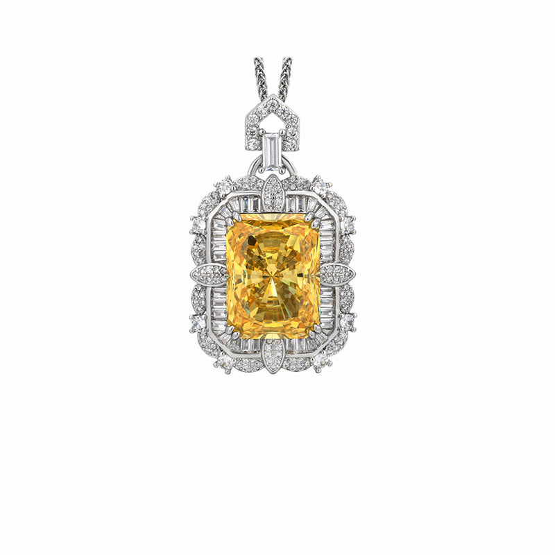 ZIRAVE Jewelry Radiant-Cut Faux Yellow Diamond Necklace