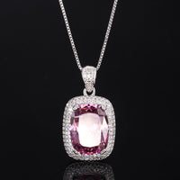ZIRAVE Jewelry Cushion Cut Pink Diamond Simulant Necklace