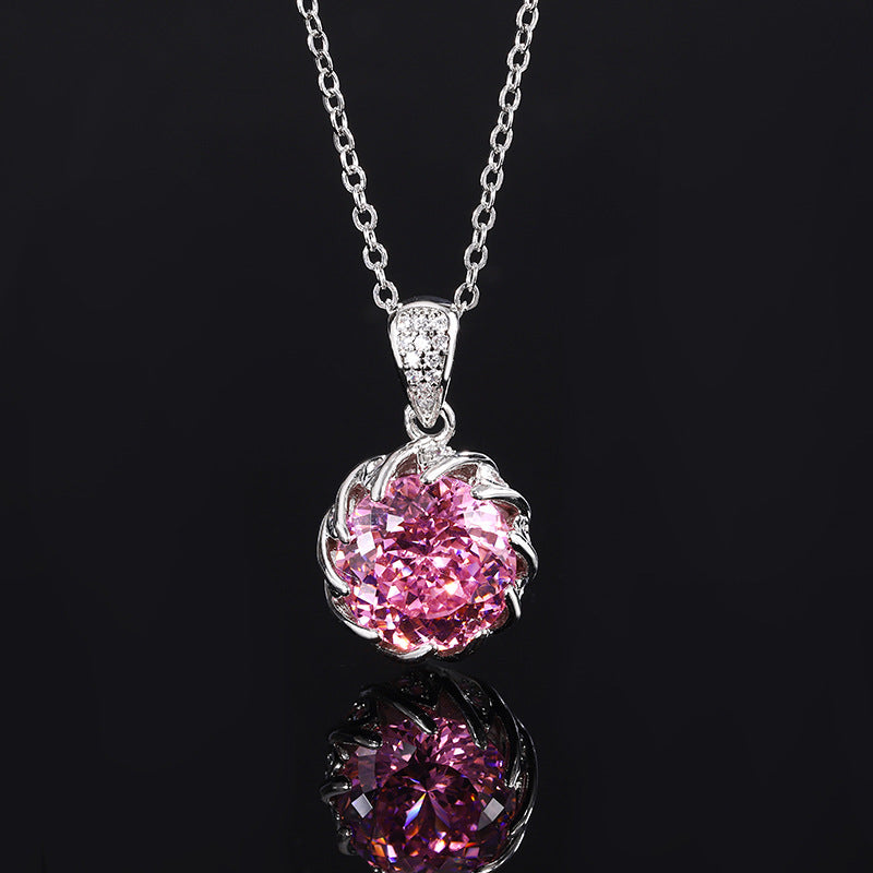 ZIRAVE Jewelry Spiral Floral Faux Gem Necklace