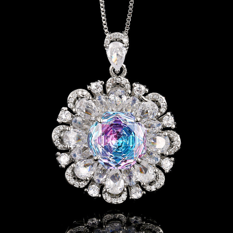 ZIRAVE JewelryGradient Gemstone Sunflower Halo Jewelry Set