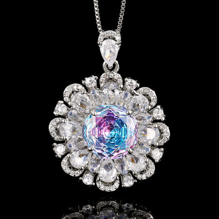 ZIRAVE JewelryGradient Gemstone Sunflower Halo Jewelry Set