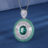 ZIRAVE Jewelry Vintage Simulated Emerald Multi-Halo Nicklace
