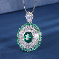 ZIRAVE Jewelry Vintage Simulated Emerald Multi-Halo Nicklace