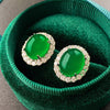 ZIRAVE Imitation Green Agate Plain Jade Earrings