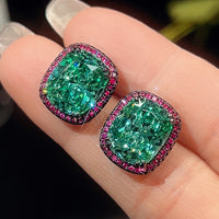 Zirave Jewelry Vintage Simulated Paraiba Cushion Earrings