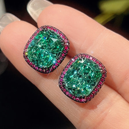 Zirave Jewelry Vintage Simulated Paraiba Cushion Earrings