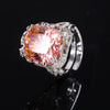ZIRAVE Jewelry Cushion-Cut Gemstone Hollow Carved Adjustable Ring (Multi-Color Options)