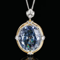 ZIRAVE Jewelry Two-Tone Vintage Large Oval Gemstone Pendant Available in 3 Colors