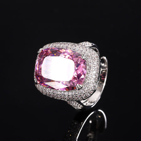ZIRAVE Jewelry Cushion Cut Pink Diamond Simulant Ring