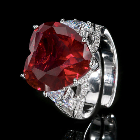 ZIRAVE Jewelry Heart-Shaped Gemstone Adjustable Ring (Multi-Color Options)