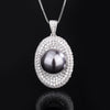ZIRAVE Jewelry Vintage Simulated South Sea Pearl Pave Jewelry Set (Pendant + Ring)