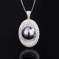 ZIRAVE Jewelry Vintage Simulated South Sea Pearl Pave Nicklace