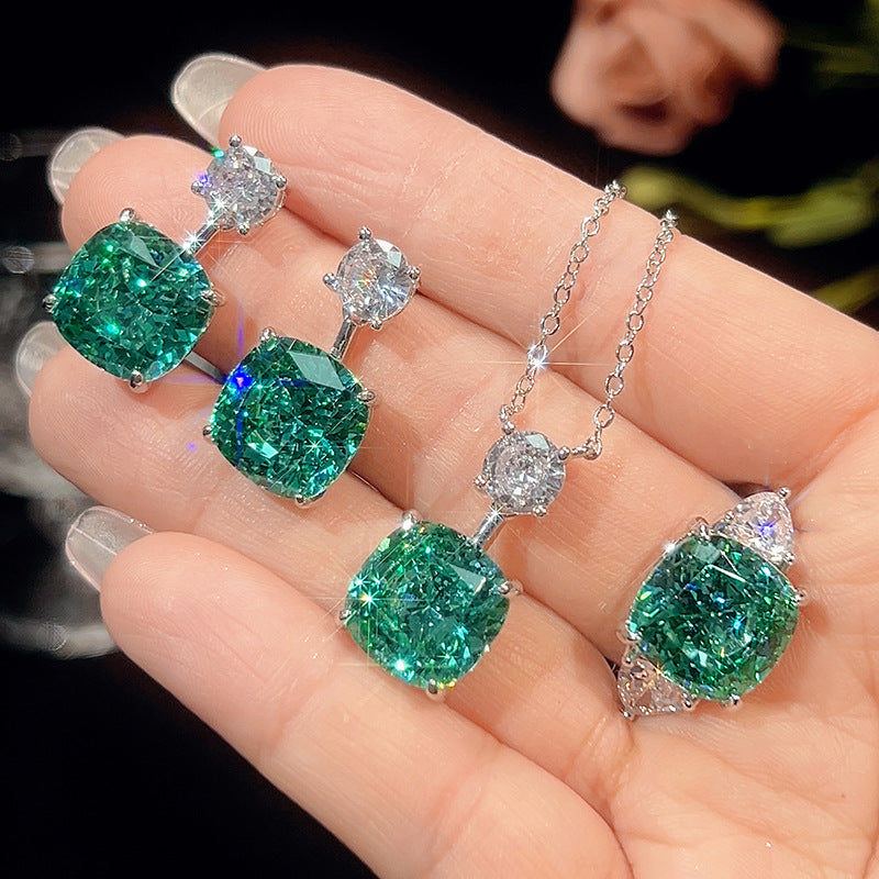 ZIRAVE Jewelry Vintage-Style Accessories Imitating Paraiba Green Jewelry Set