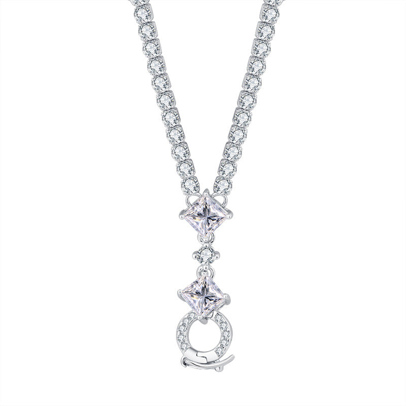 ZIRAVE Jewelry  Princess-Cut Simulated Diamond Tennis Necklace